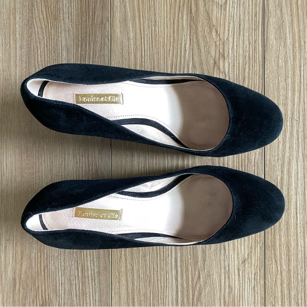 Louise et Cie Jianna Black Stacked Suede Pump Heel size 9